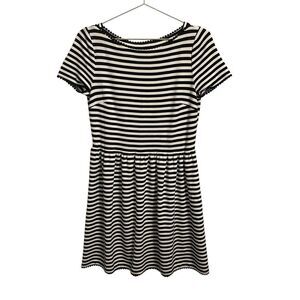 Broome Street Kate Spade Black White Striped Short‎ Sleeve Dress MED